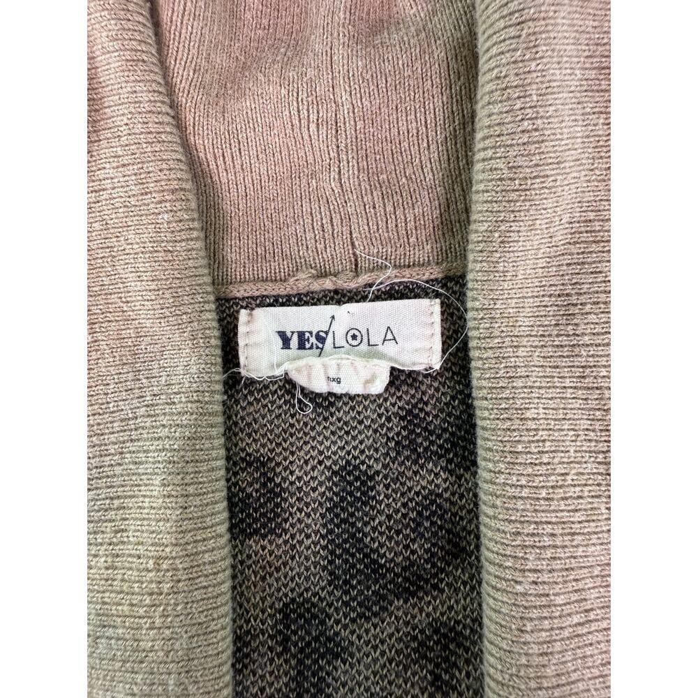 Yes Lola Leopard Print Cotton Open Front Cardigan Sweater Cowl Collar XS E322 - Picture 4 of 8